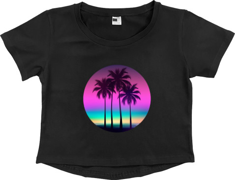 Women's Cropped Premium T-Shirt - Palm Beach  Soft Shades - Mfest