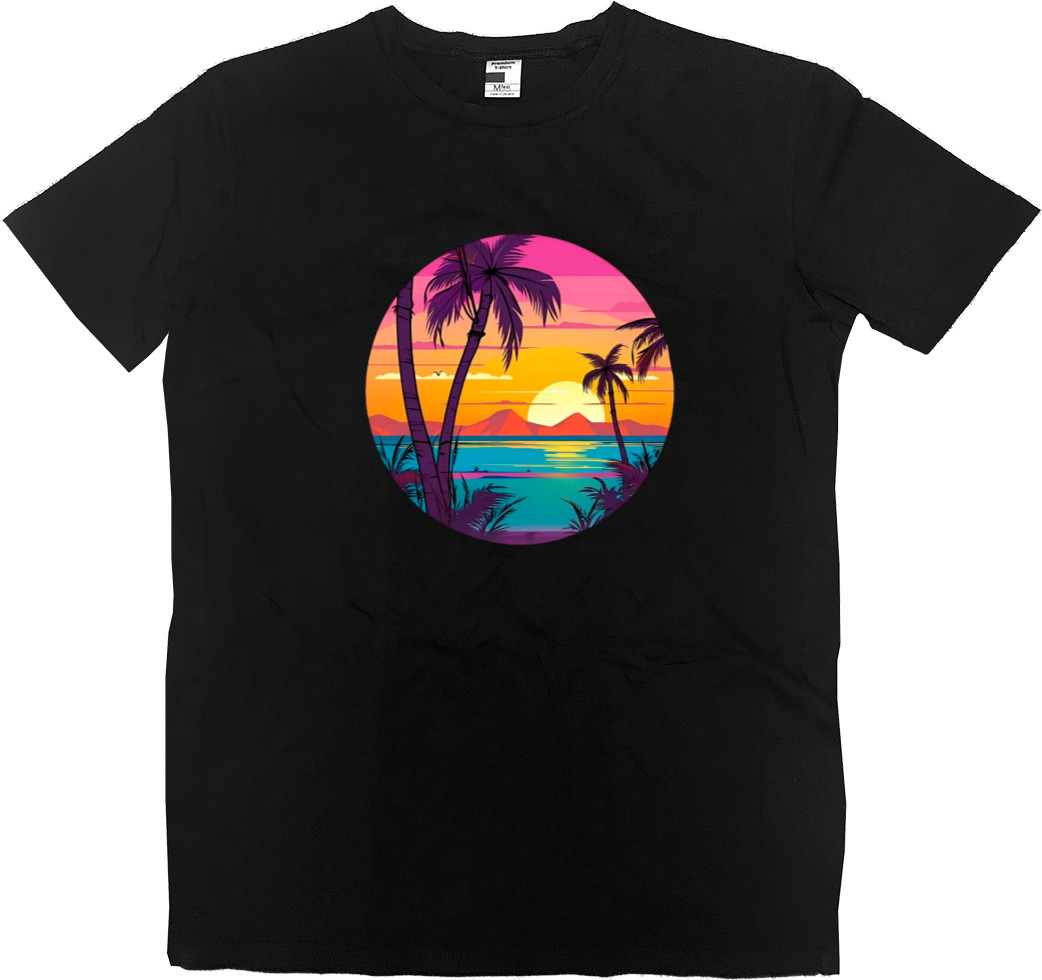 Men’s Premium T-Shirt - Palm Beach  Bright Sunrise - Mfest