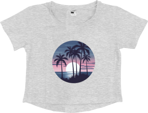 Women's Cropped Premium T-Shirt - Palm Beach  Sunset - Mfest