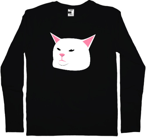 Men's Longsleeve Shirt - Кот мем, за столом - Mfest