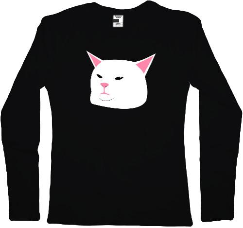 Women's Longsleeve Shirt - Кот мем, за столом - Mfest