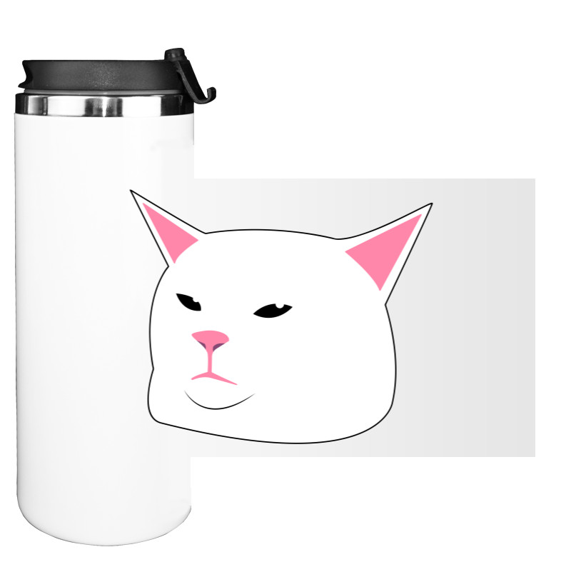 Water Bottle on Tumbler - Кот мем, за столом - Mfest