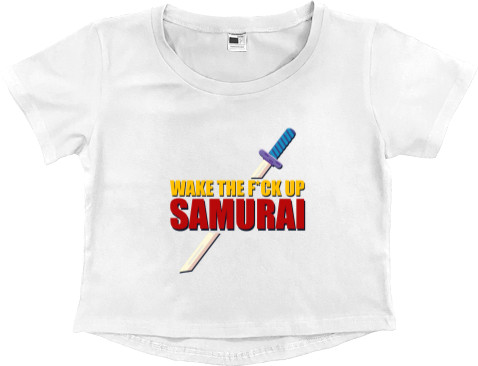 Women's Cropped Premium T-Shirt - Wake up samurai - Mfest