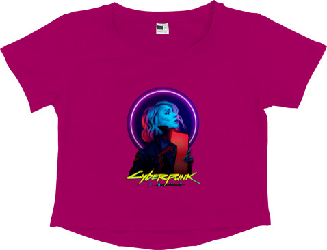 Women's Cropped Premium T-Shirt - Cyberpunk 2077 Girl 5 - Mfest