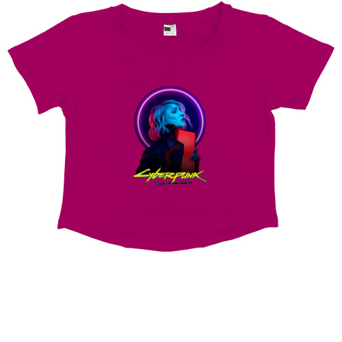 Kids' Premium Cropped T-Shirt - Cyberpunk 2077 Girl 5 - Mfest