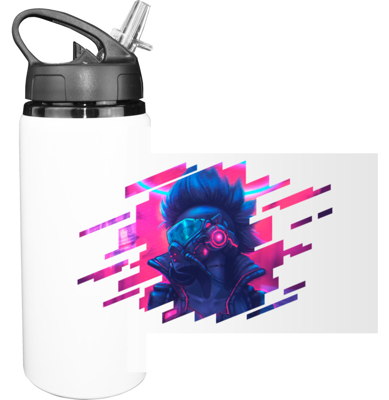 Sport Water Bottle - Cyberpunk 2077 Girl 3 - Mfest