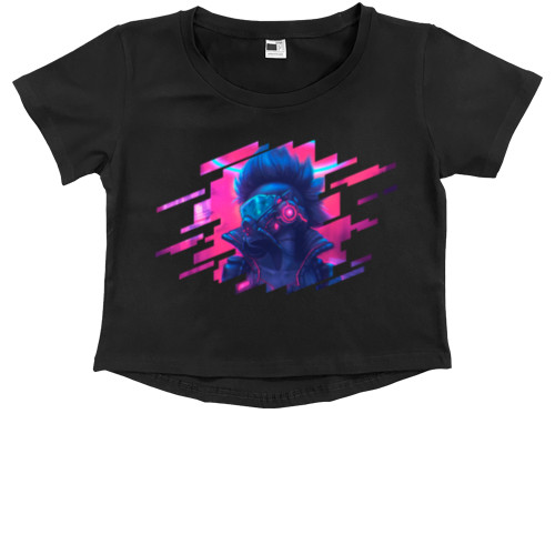 Kids' Premium Cropped T-Shirt - Cyberpunk 2077 Girl 3 - Mfest