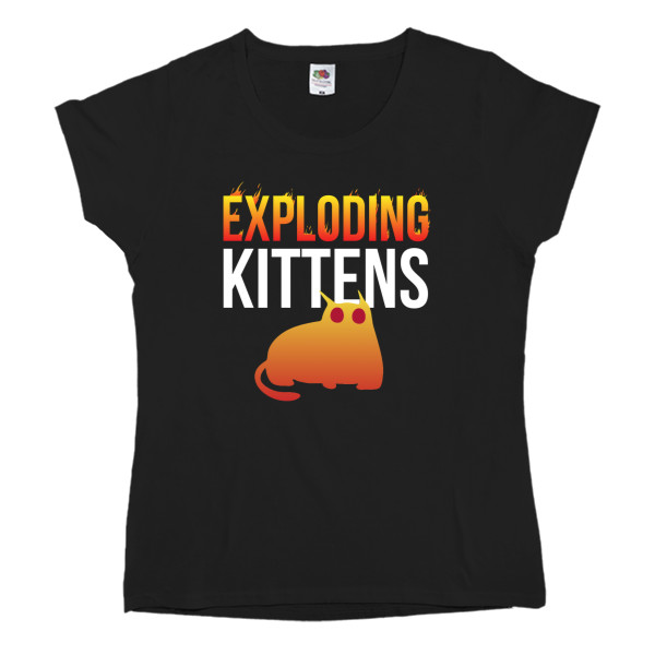 Футболка Классика Женская Fruit of the loom - Взрывные котята / Exploding Kittens 3 - Mfest