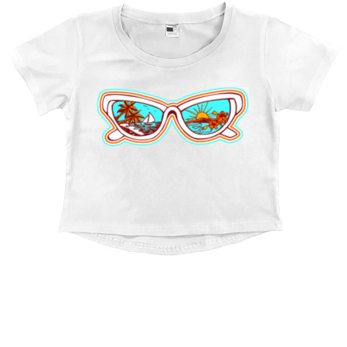 Kids' Premium Cropped T-Shirt - отдых-1_белый - Mfest