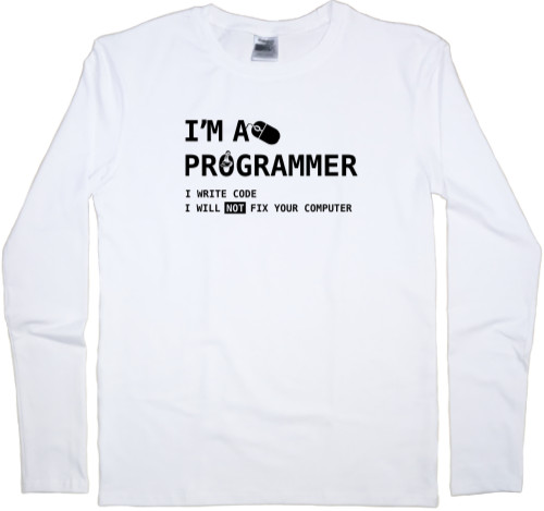 Футболка з Довгим Рукавом Чоловіча - I am a programmer - Mfest