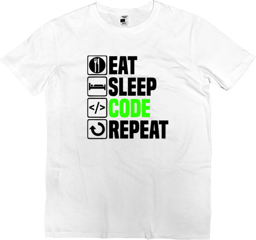 Футболка Премиум Мужская - Eat sleep code repeat - Mfest