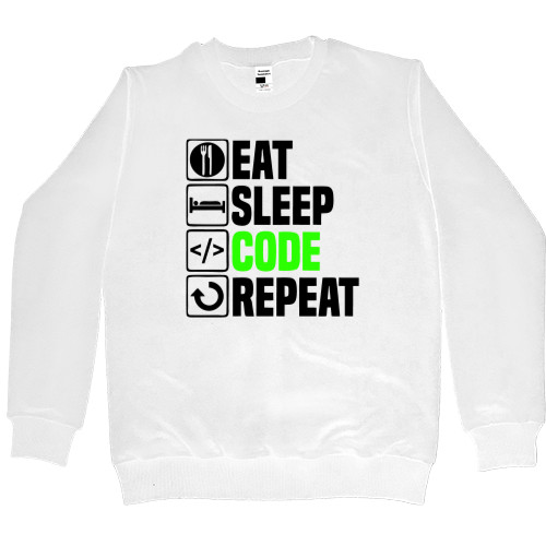 Свитшот Премиум Детский - Eat sleep code repeat - Mfest