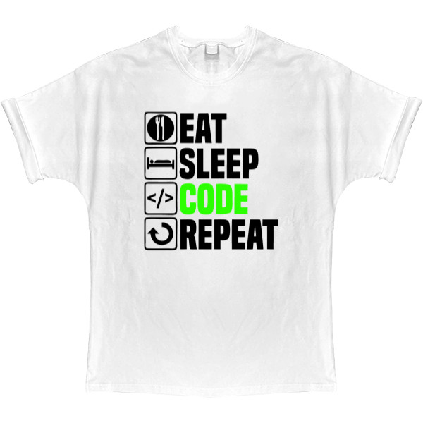 Футболка Оверсайз - Eat sleep code repeat - Mfest