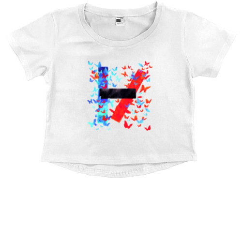 Kids' Premium Cropped T-Shirt - Twenty One Pilots Butterfly Logo - Mfest