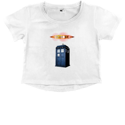 Kids' Premium Cropped T-Shirt - Doctor Who Logo + Tardis - Mfest