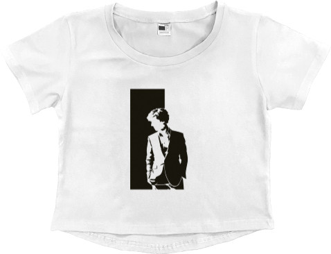 Women's Cropped Premium T-Shirt - Sherlock black and white - Mfest