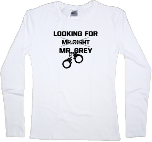 Лонгслив Женский - Looking for Mr. Grey black - Mfest