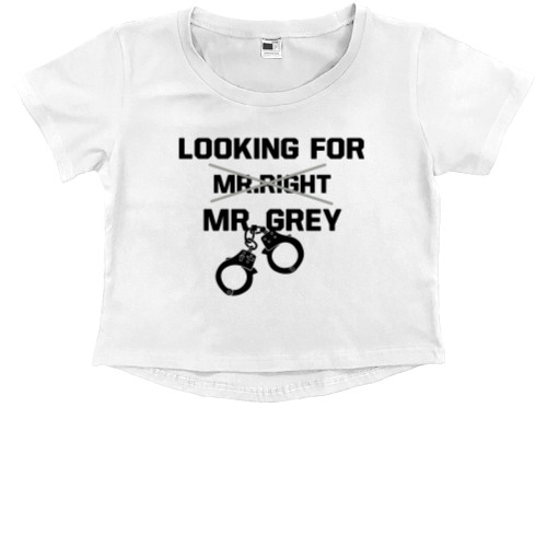 Kids' Premium Cropped T-Shirt - Looking for Mr. Grey black - Mfest