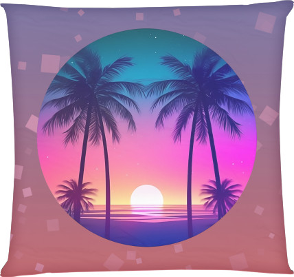 Square Throw Pillow - Palm Beach  Neon Dawn - Mfest