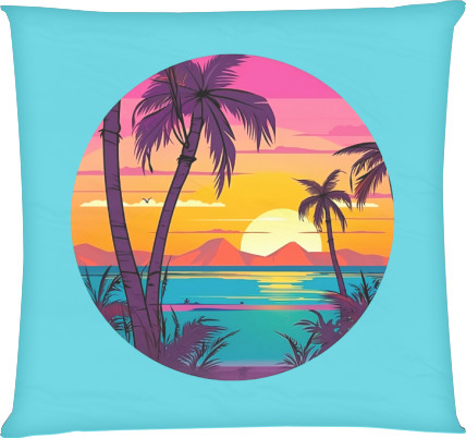 Square Throw Pillow - Palm Beach  Bright Sunrise - Mfest