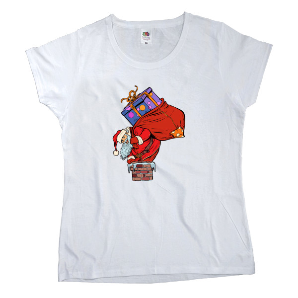 Women's T-shirt Fruit of the loom - Santa in Chimney - Mfest