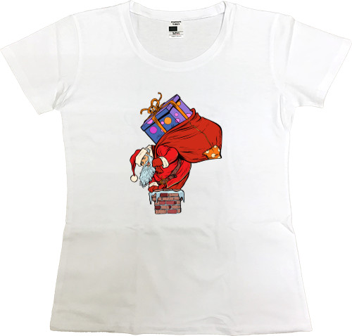 Women's Premium T-Shirt - Santa in Chimney - Mfest