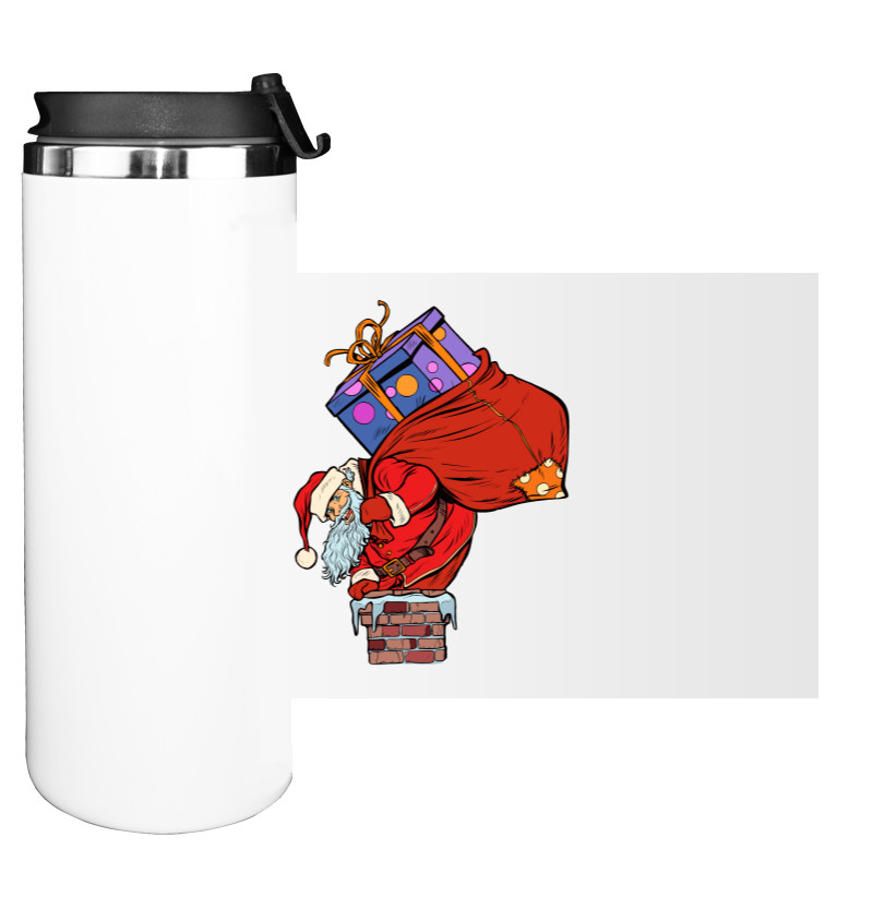 Water Bottle on Tumbler - Santa in Chimney - Mfest