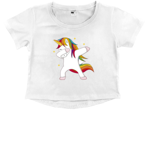 Kids' Premium Cropped T-Shirt - Dabbing Unicorn - Mfest