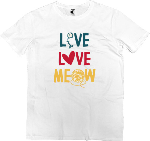 Футболка Преміум Чоловіча - Live Love Meow - Mfest