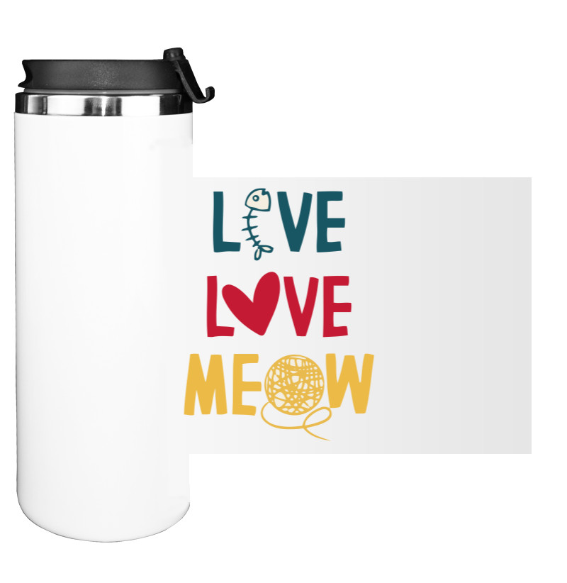 Water Bottle on Tumbler - Live Love Meow - Mfest