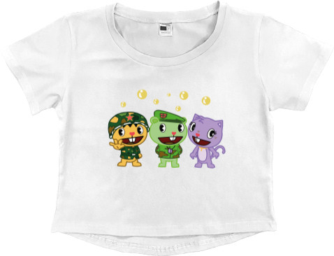 Women's Cropped Premium T-Shirt - happy tree friends - Mfest