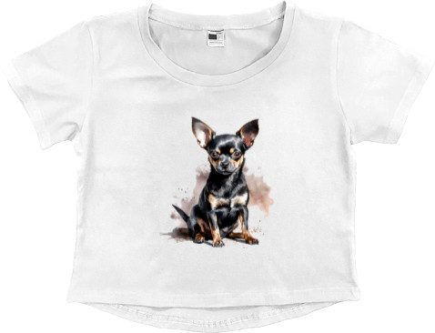 Women's Cropped Premium T-Shirt - Chihuahua 12 - Mfest