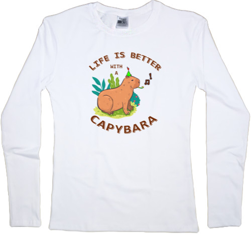 Women's Longsleeve Shirt - With capibara life is more beautiful - Mfest