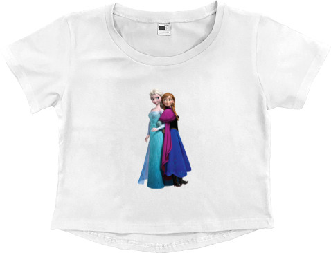 Women's Cropped Premium T-Shirt - Elsa and Anna - Mfest