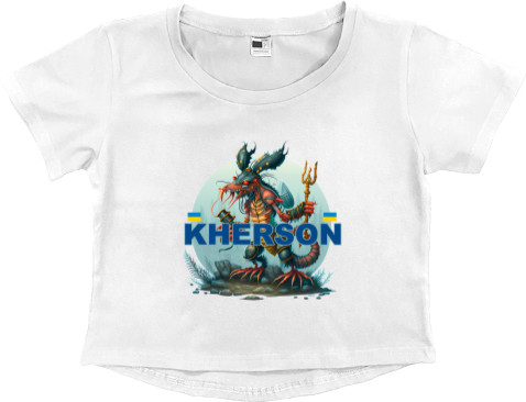 Women's Cropped Premium T-Shirt - Kherson fighting cancer - Mfest