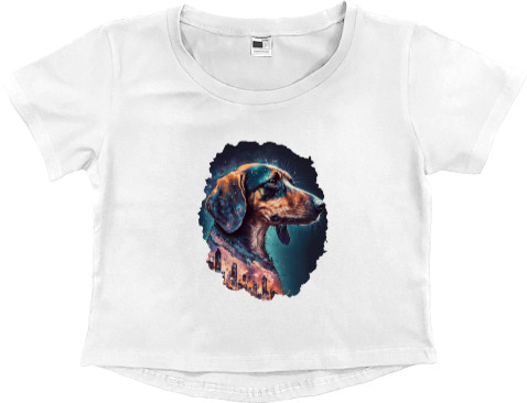 Women's Cropped Premium T-Shirt - Dachshund art - Mfest