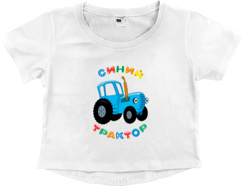 Women's Cropped Premium T-Shirt - Blue tractor - Mfest