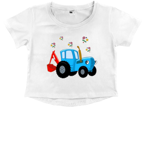 Kids' Premium Cropped T-Shirt - Blue Tractor 2 - Mfest