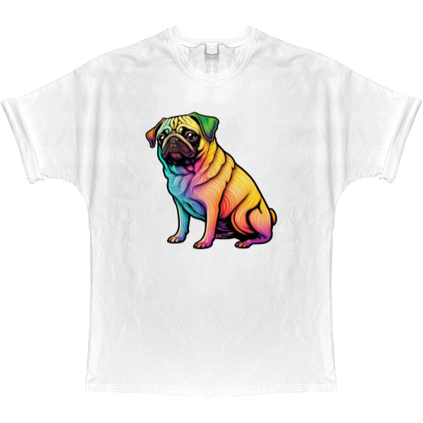 T-shirt Oversize - rainbow pug - Mfest