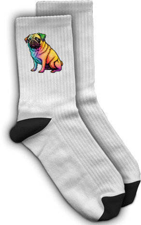 Socks - rainbow pug - Mfest