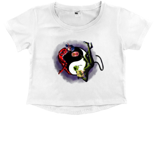 Kids' Premium Cropped T-Shirt - Lady Bug and Super Cat 3 - Mfest