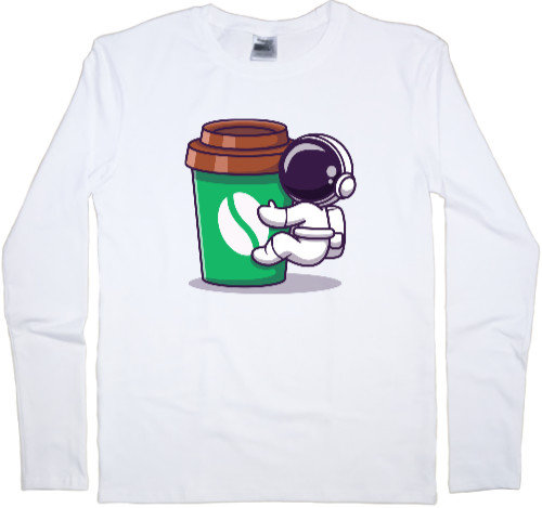 Men's Longsleeve Shirt - astronaut with coffee - Mfest