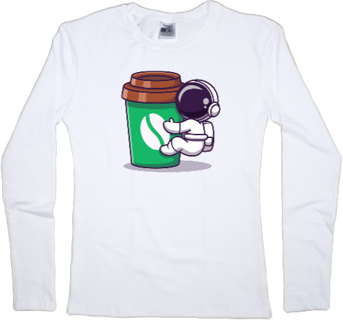 Women's Longsleeve Shirt - astronaut with coffee - Mfest