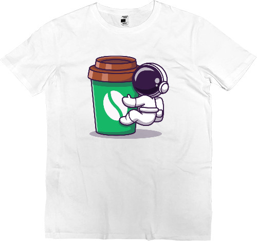 Men’s Premium T-Shirt - astronaut with coffee - Mfest