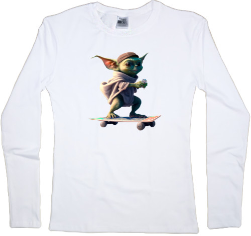 Women's Longsleeve Shirt - Yoda on a skateboard - Mfest