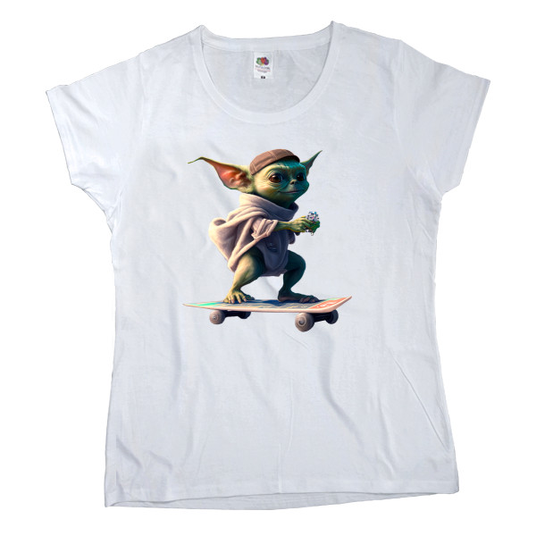 Yoda on a skateboard