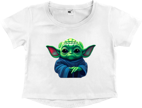 Women's Cropped Premium T-Shirt - Yoda art - Mfest