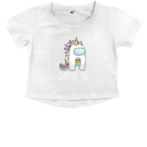 Kids' Premium Cropped T-Shirt - Among As Unicorn - Mfest