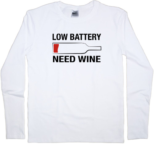 Футболка з Довгим Рукавом Чоловіча - Low battery need wine - Mfest