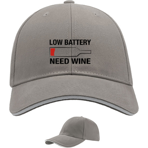 Sandwich Baseball Cap - Low battery need wine - Mfest